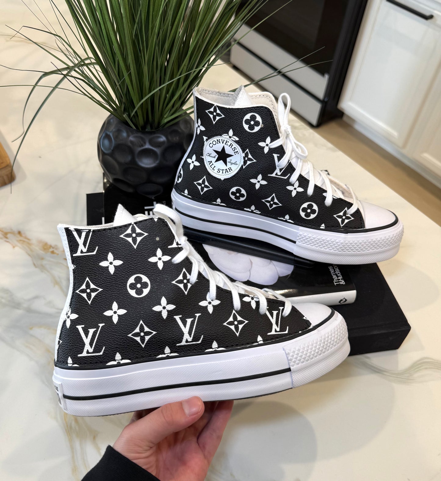 Black Monogram Platform Chuck Highs