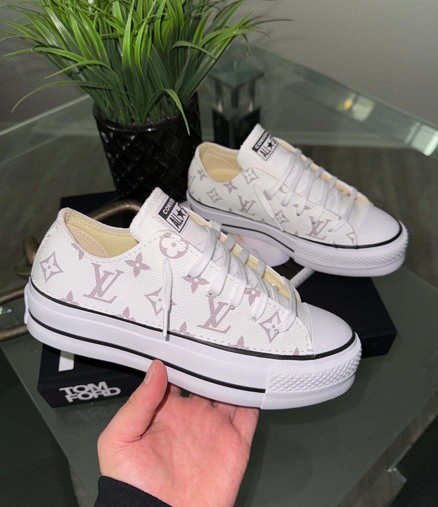 White Monogram Chuck Low