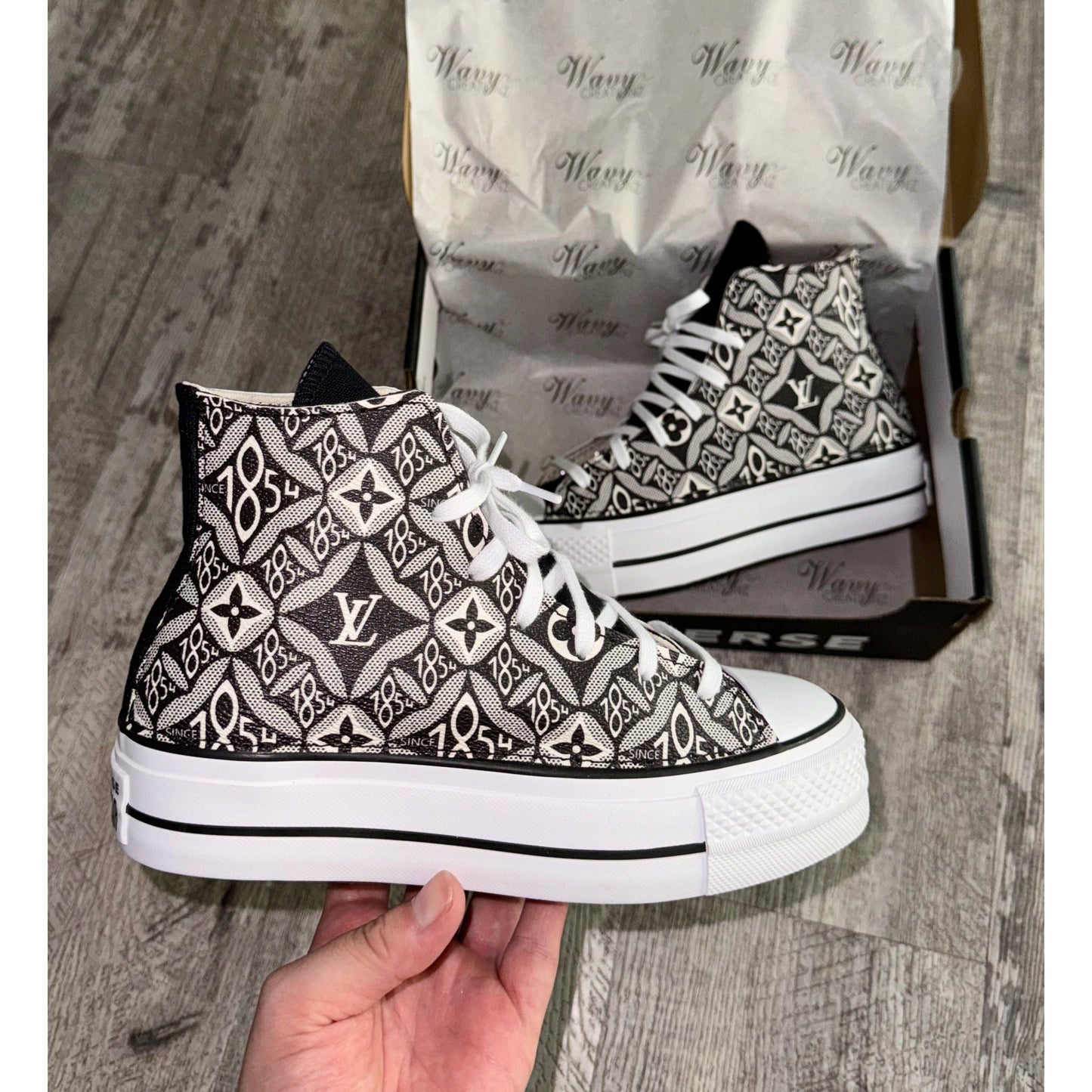 Diamond Cut Monogram Black Chuck Highs