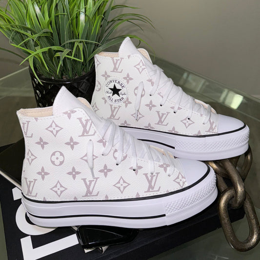 White Monogram Platform Chuck Highs