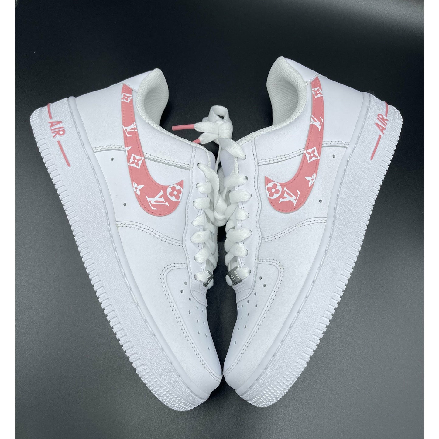 Pink Monogram Swoosh Air Forces