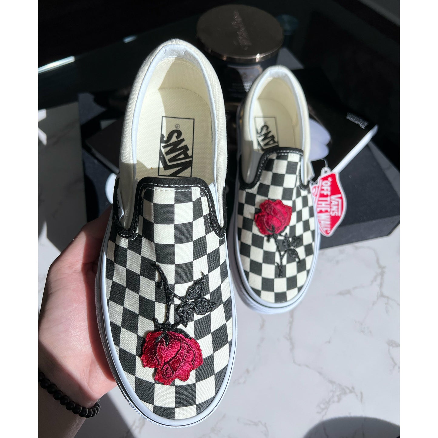 Checkered Rose Slip On