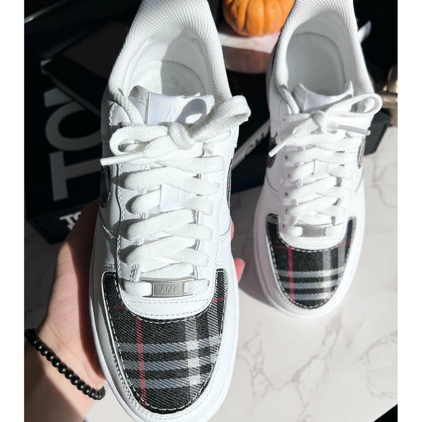 Black Plaid Air Forces