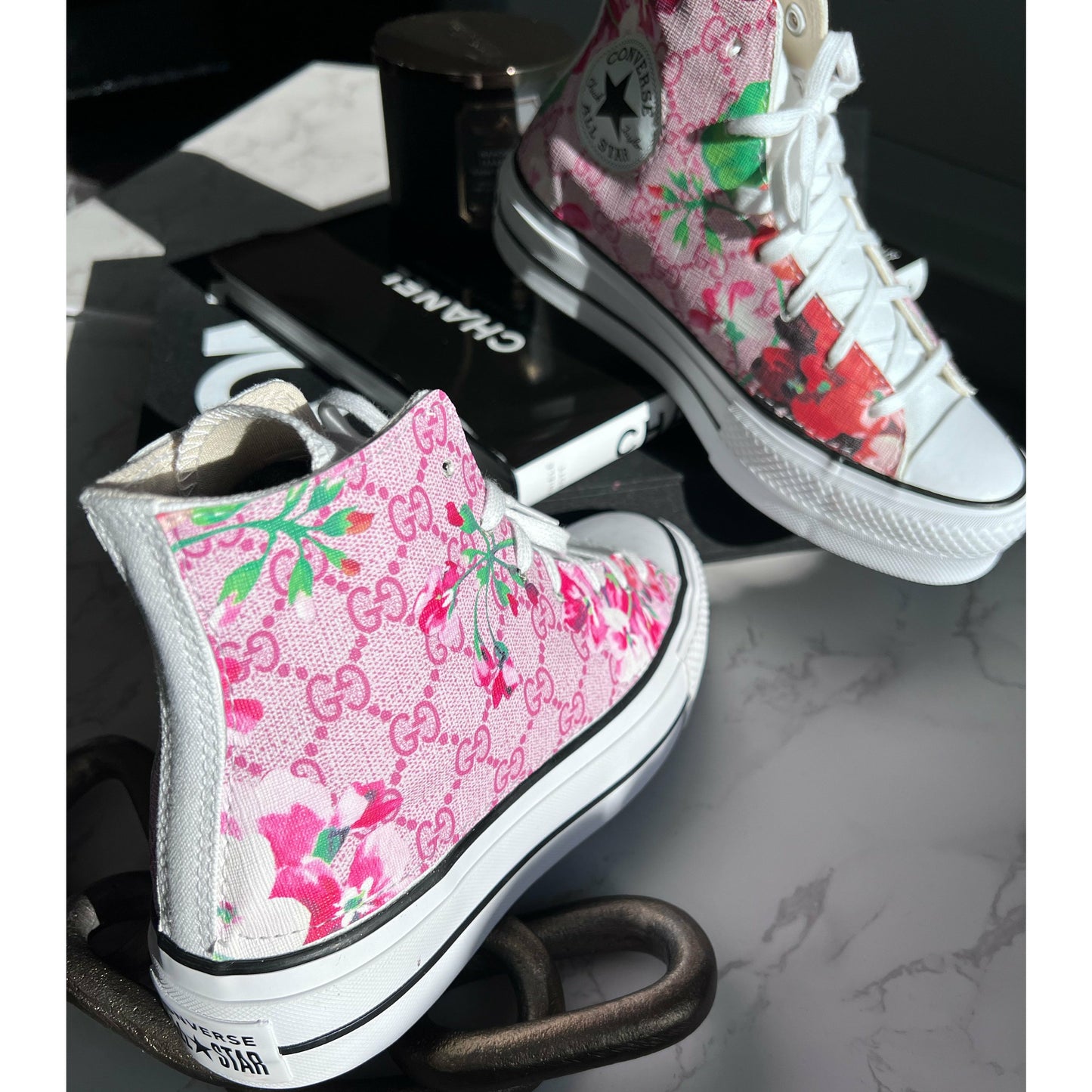 Blush floral GeeGee Platform Chuck Highs