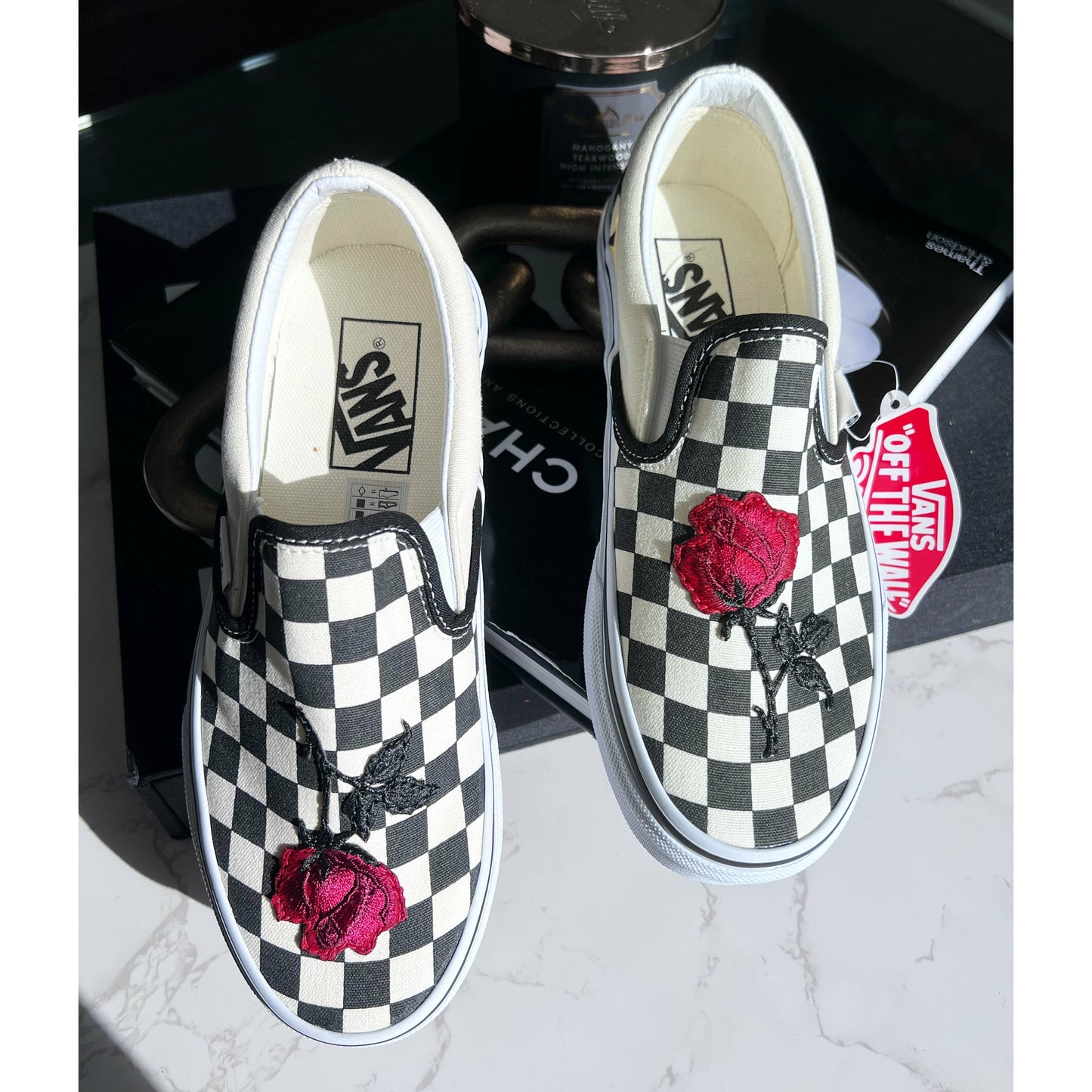 Checkered Rose Slip On