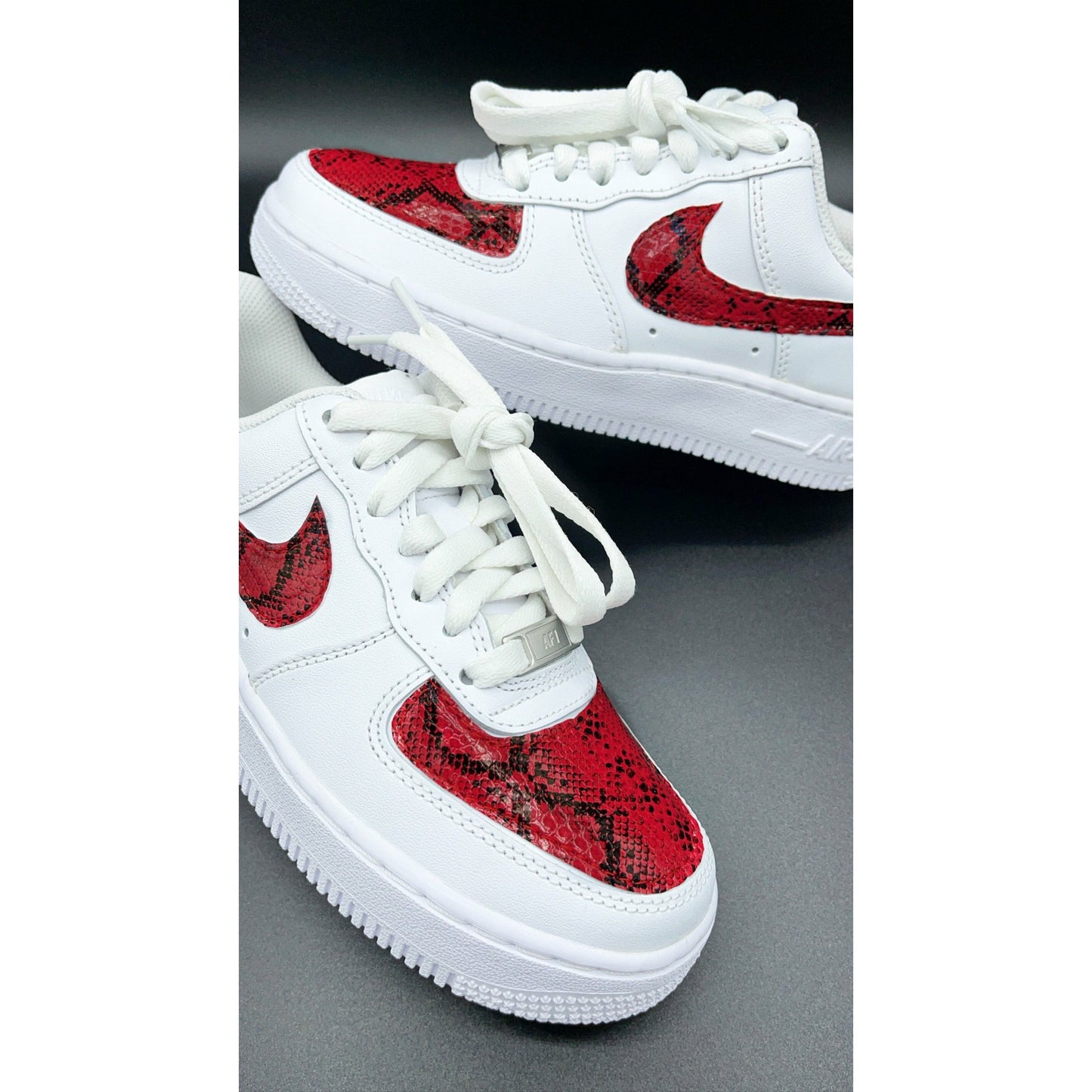 Red Faux Snake Air Forces