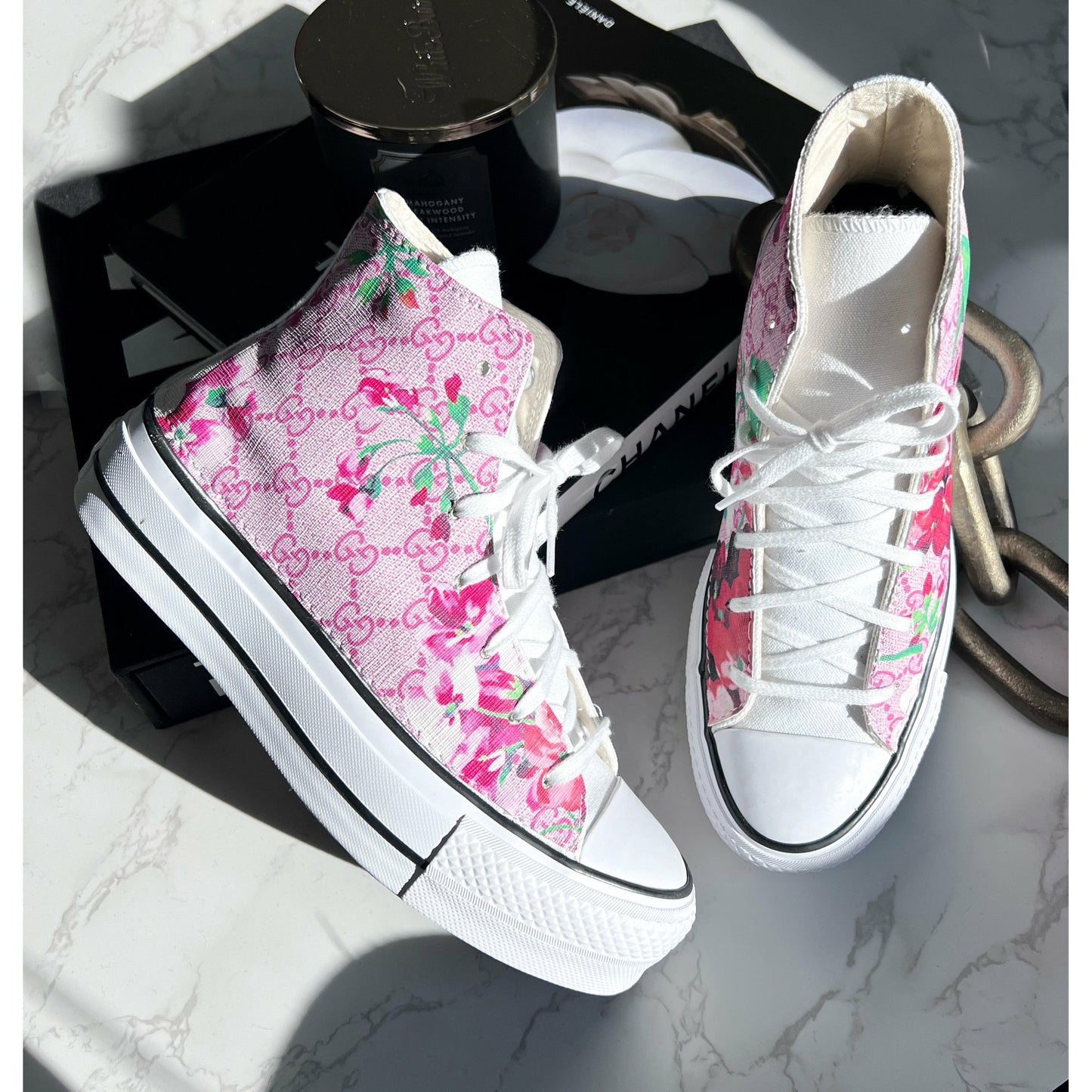 Blush floral GeeGee Platform Chuck Highs