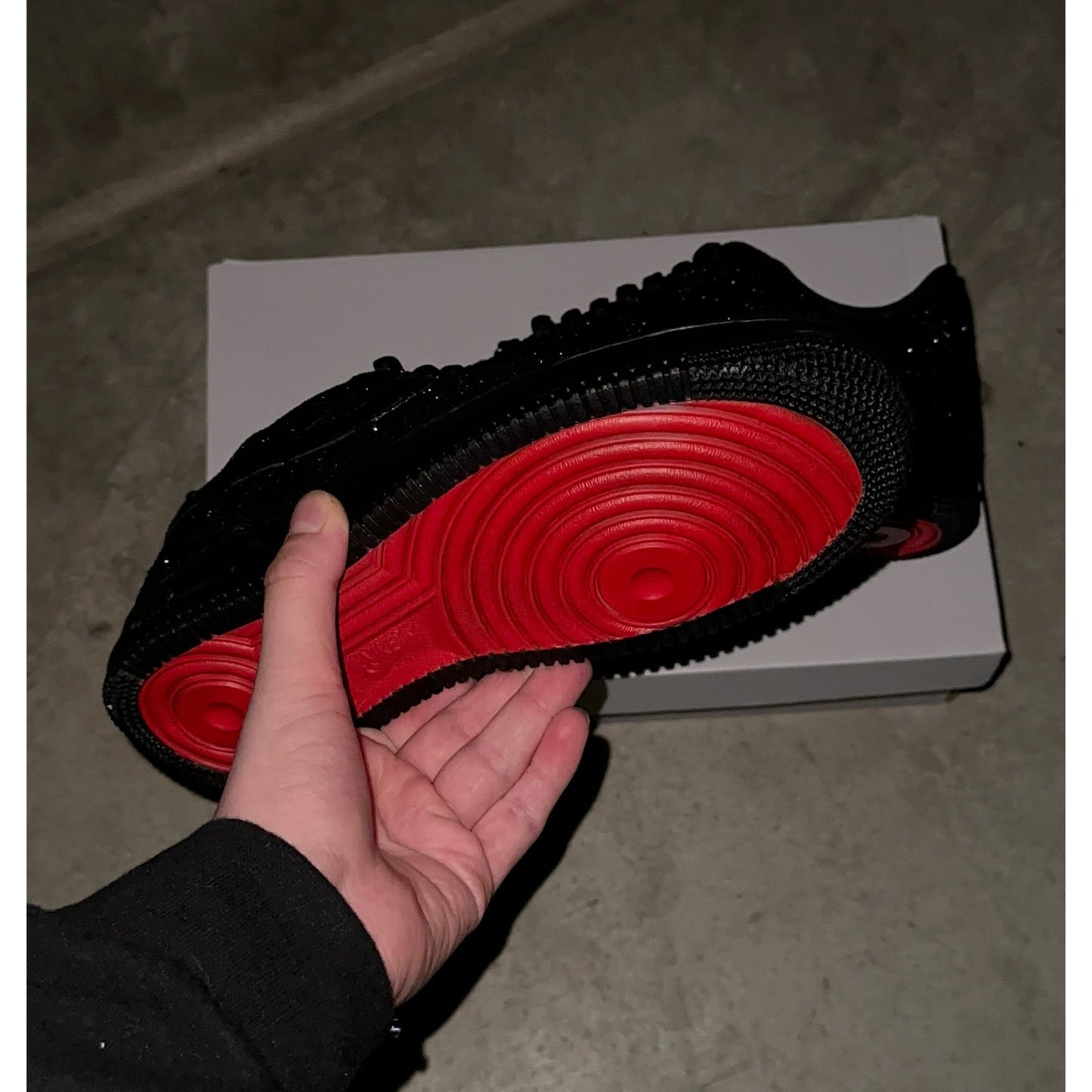 Black Glitter Red Bottom Air Forces
