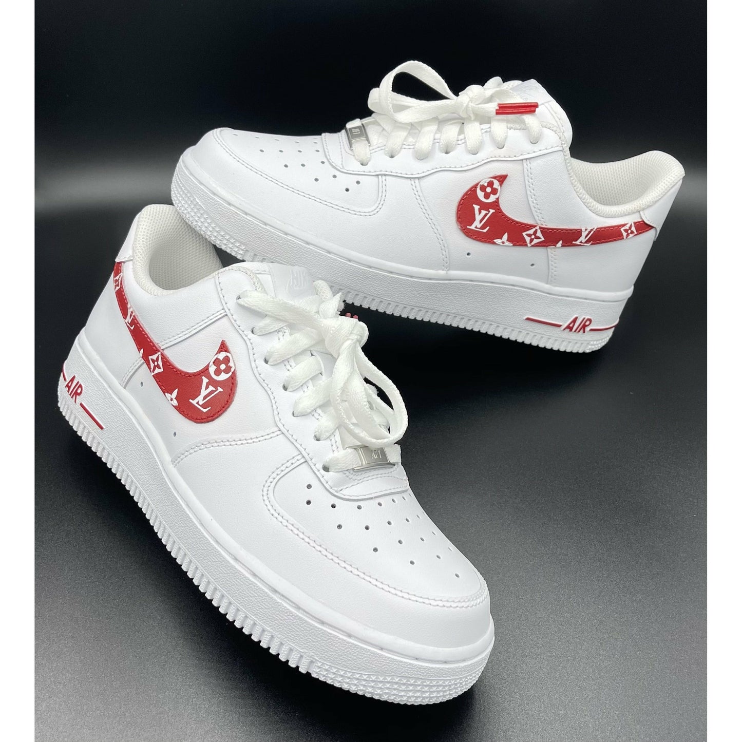 Red Swoosh Monogram Air Forces