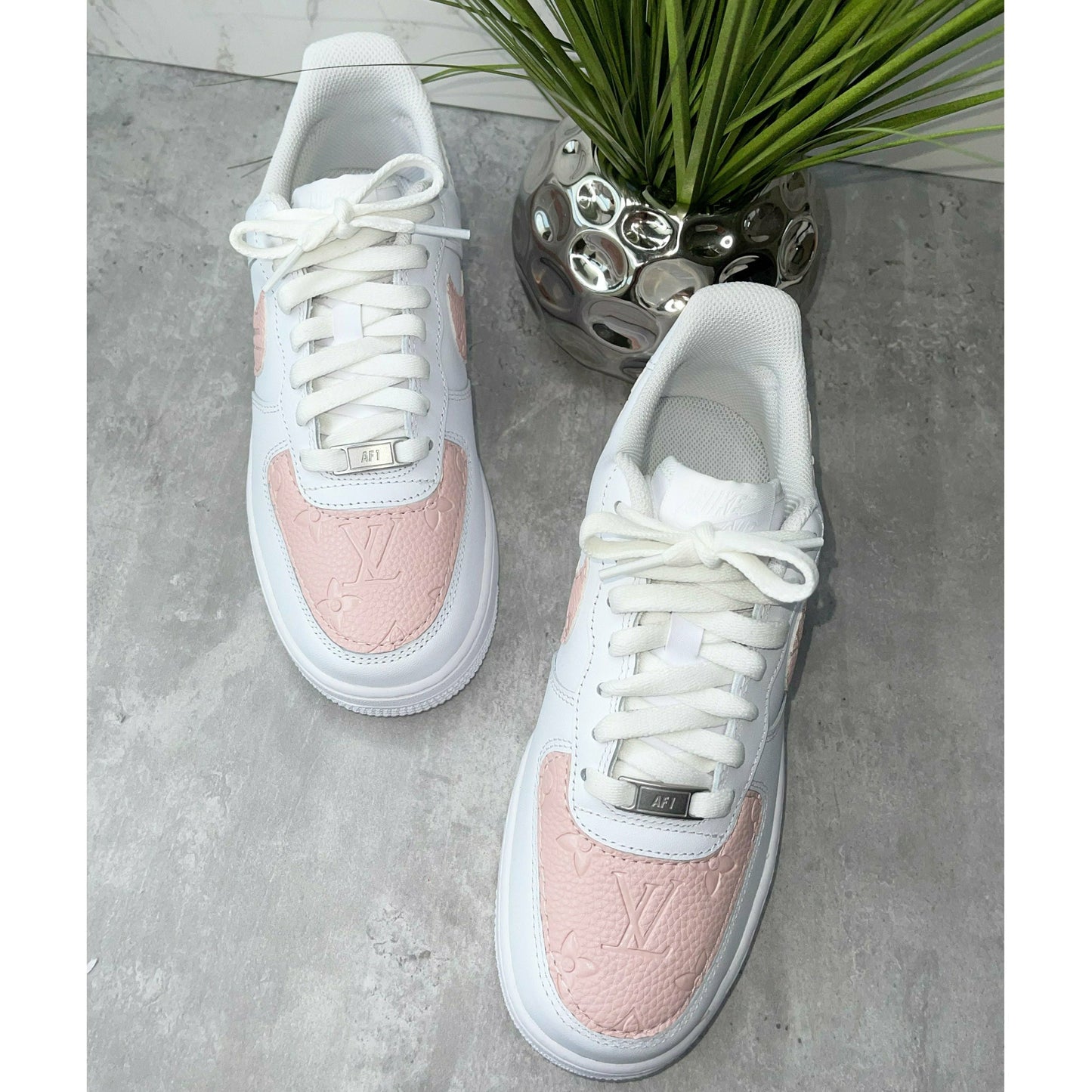 Embossed Pink Monogram Air Forces