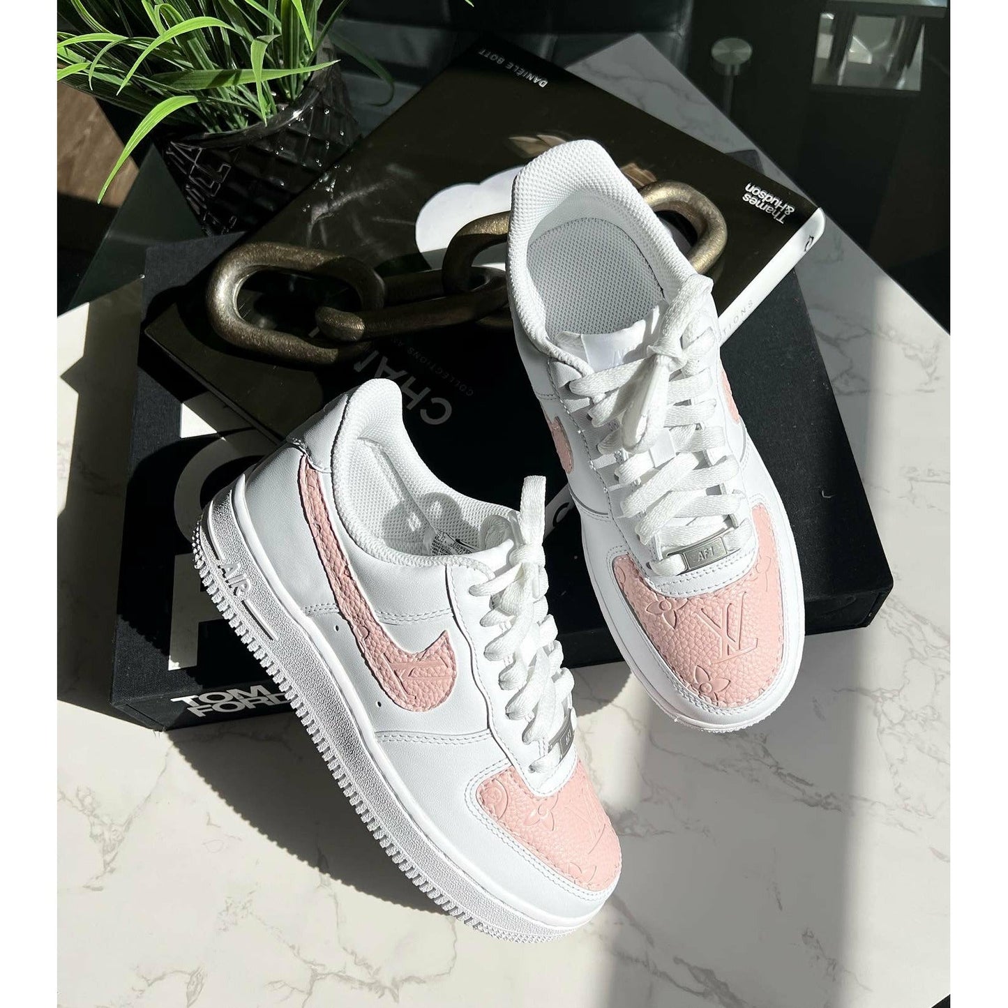 Embossed Pink Monogram Air Forces