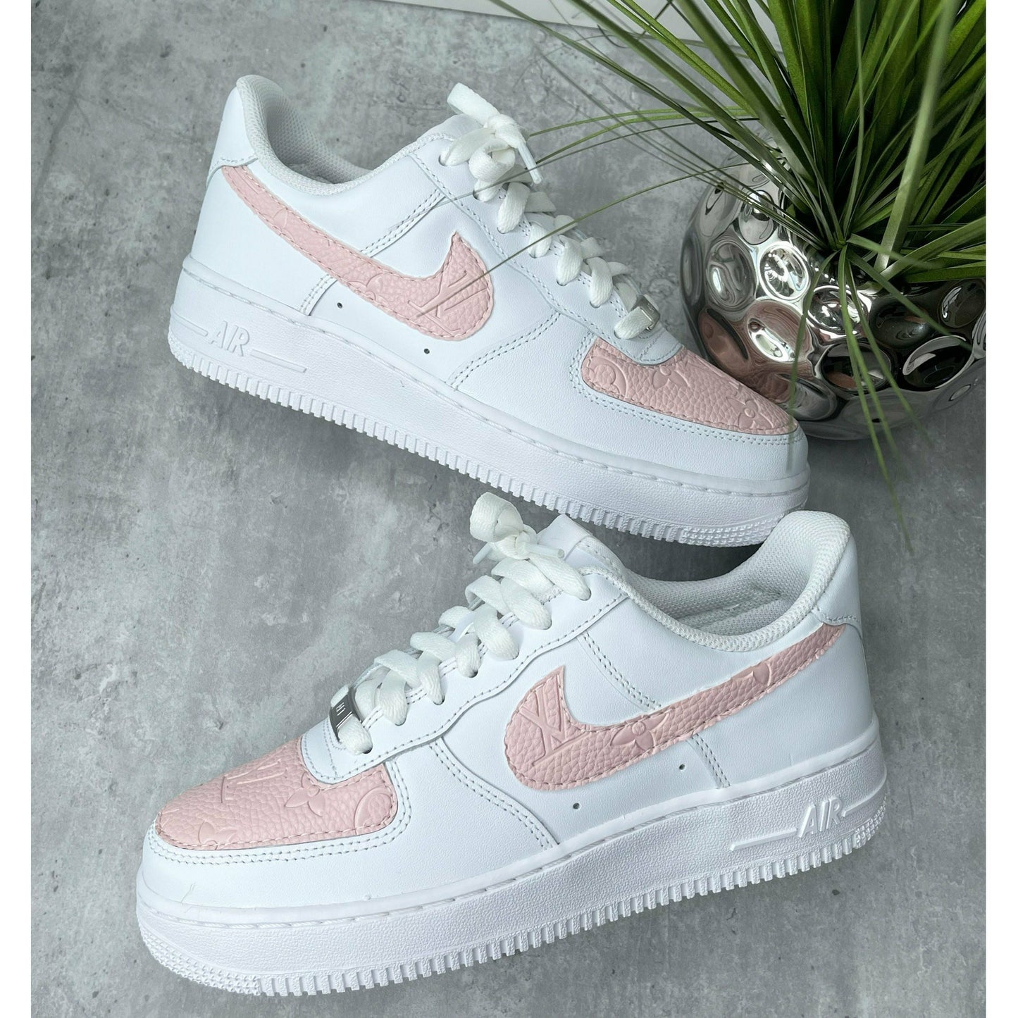 Embossed Pink Monogram Air Forces
