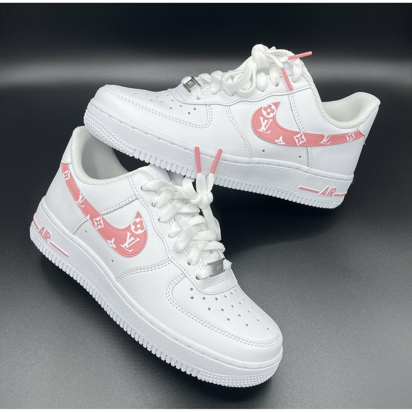 Pink Monogram Swoosh Air Forces