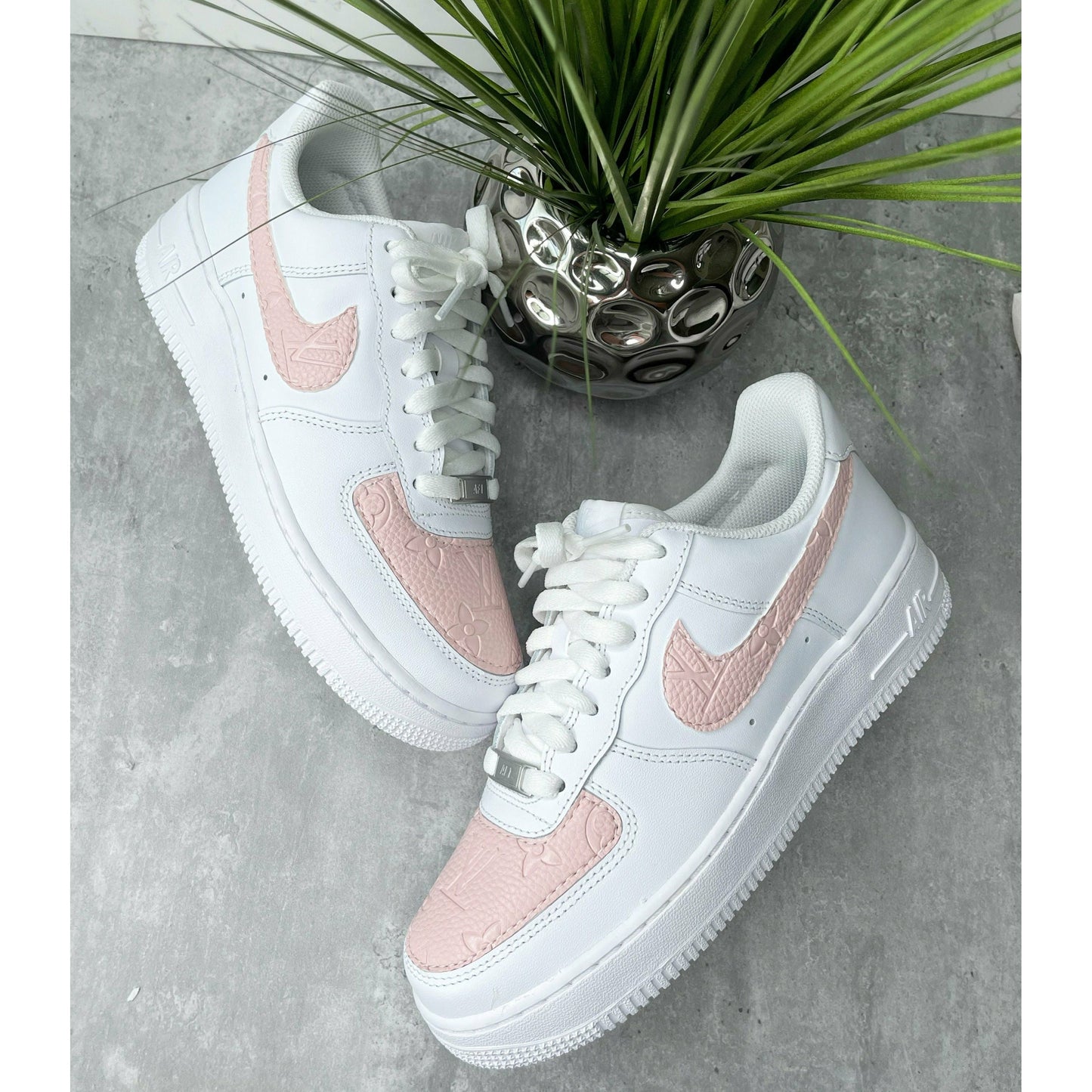 Embossed Pink Monogram Air Forces