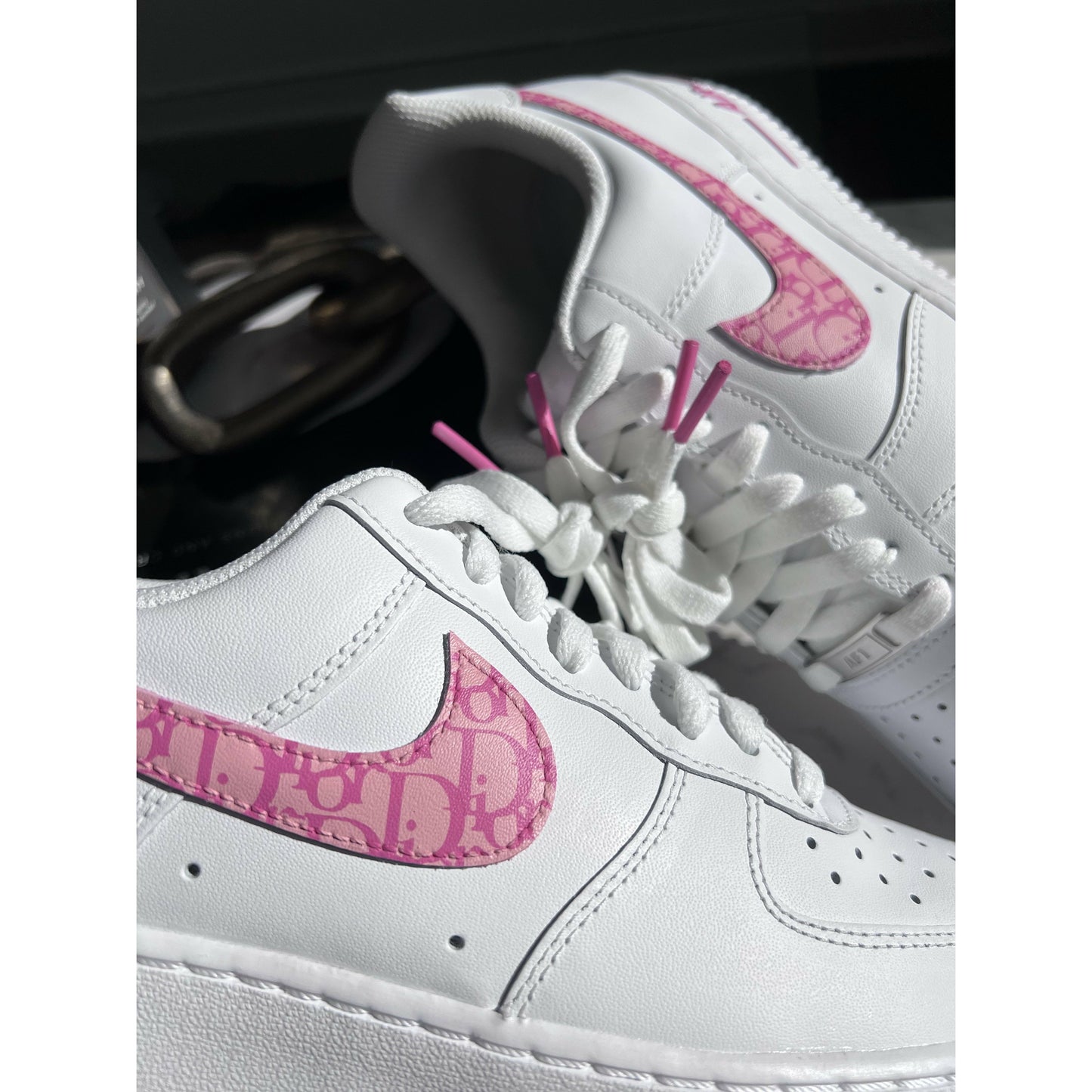 CD Pink Swoosh Air Forces