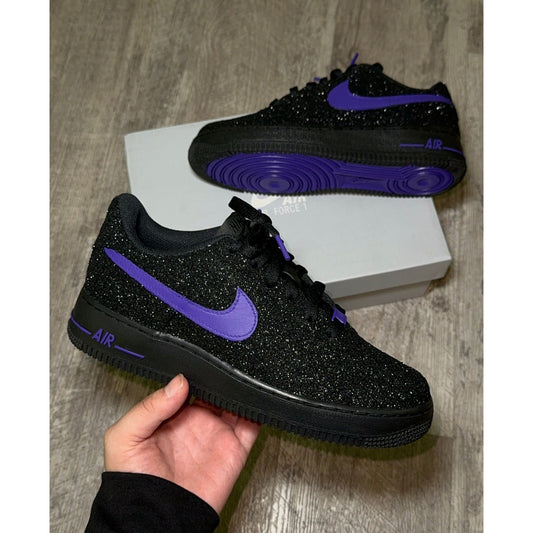 Purple Bottom Black Glitter Air Forces