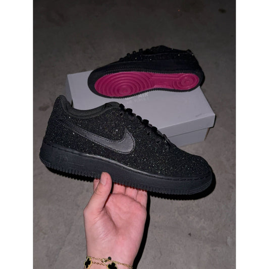 Black Glitter Hot Pink Bottoms Air Forces