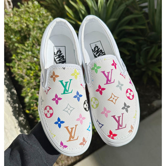 Multi-Color Monogram Slip On