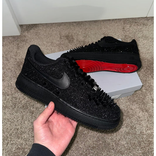 Black Spike Glitter Red Bottom Air Forces