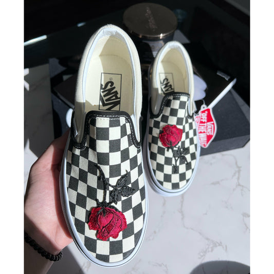 Checkered Rose Slip On