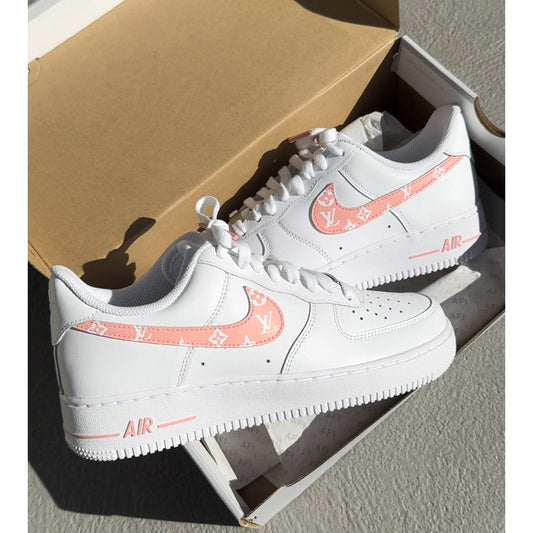 Pink Monogram Swoosh Air Forces