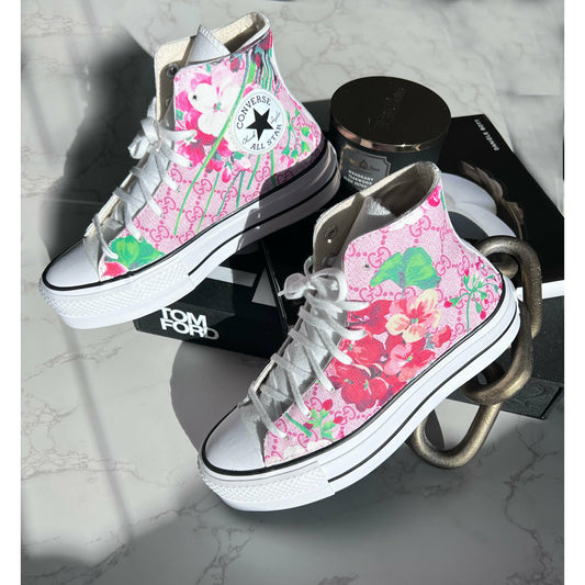 Blush floral GeeGee Platform Chuck Highs