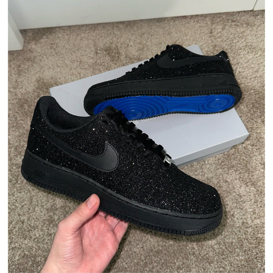 Black Glitter Blue Bottom Air Forces