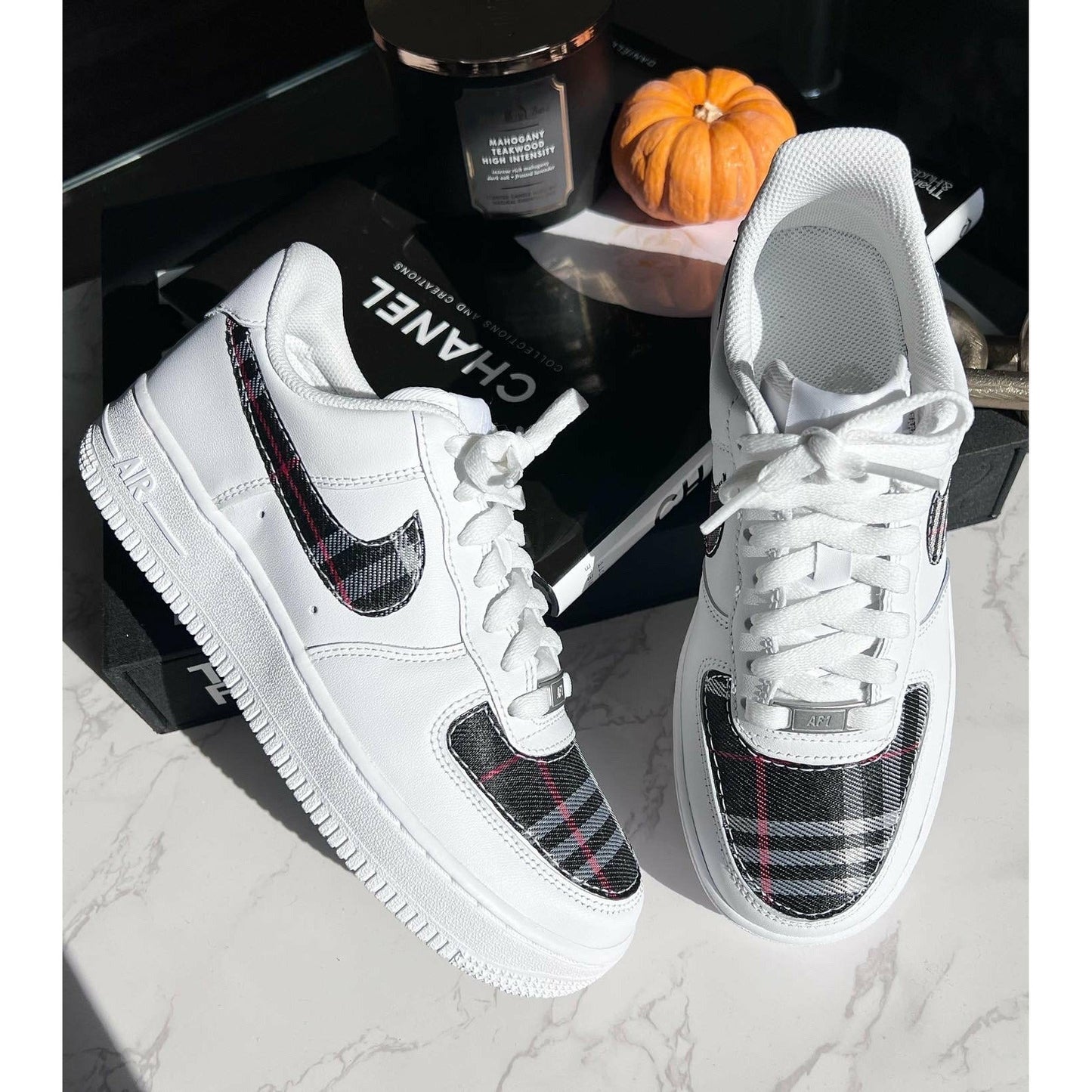 Black Plaid Air Forces