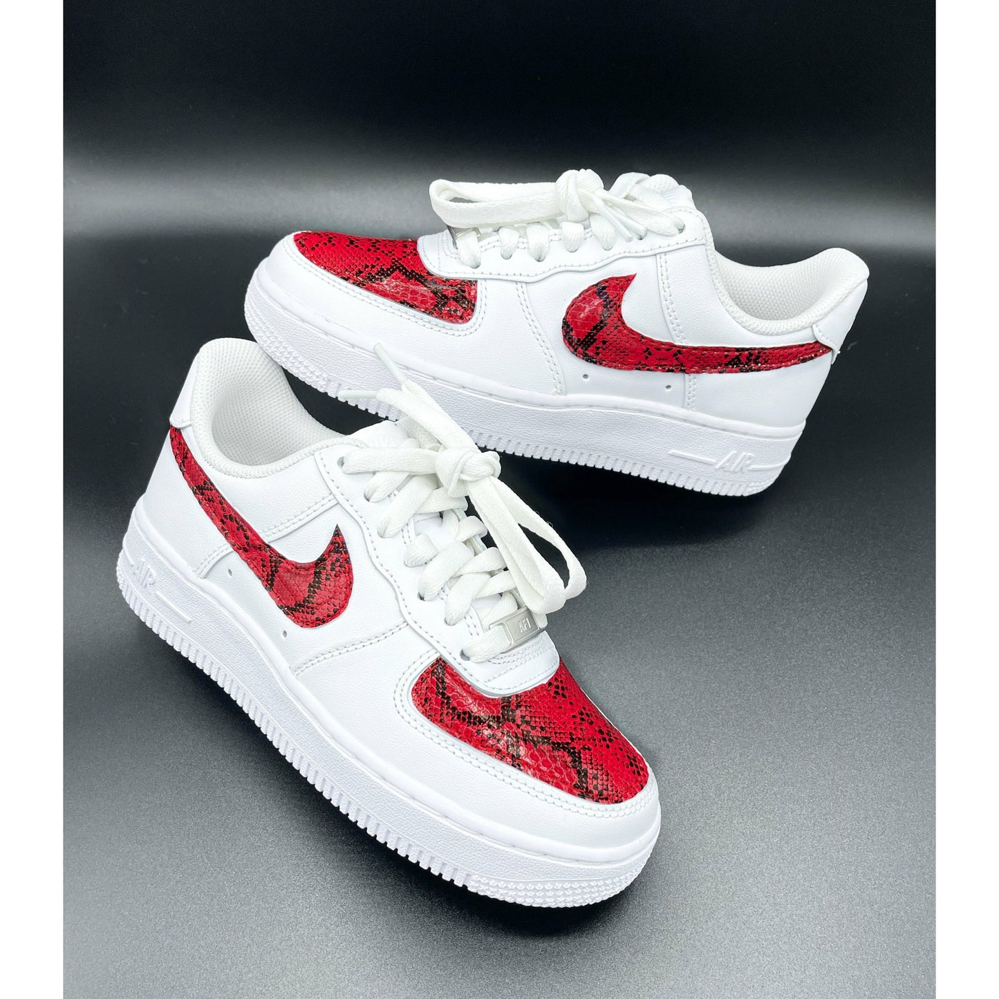Red Faux Snake Air Forces