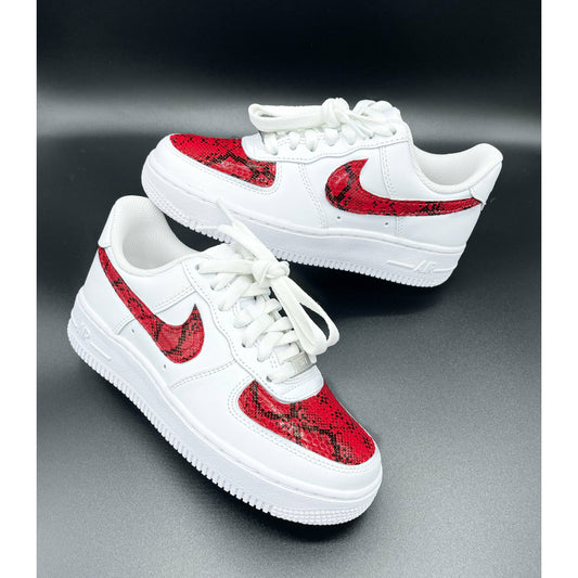 Red Faux Snake Air Forces
